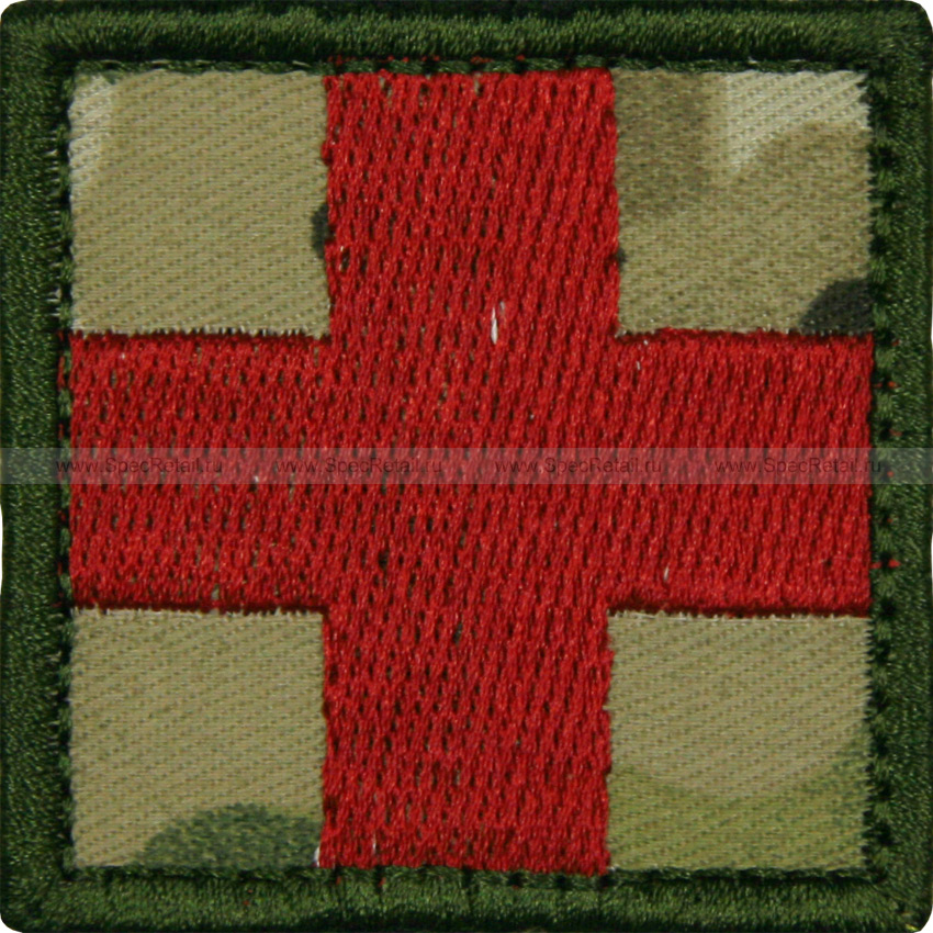 Шеврон текстильный "Медицинский крест", multicam, 5x5 см