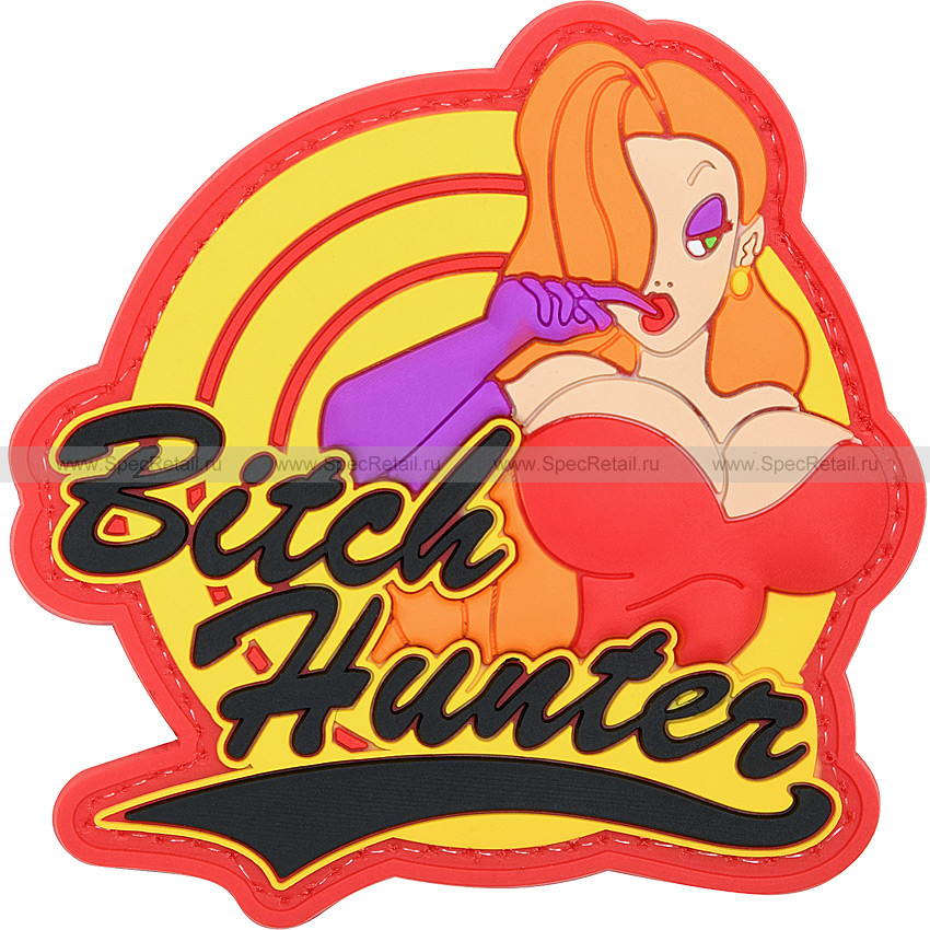 Шеврон ПВХ "Bitch Hunter", полноцветный, 7.7x7.8 см