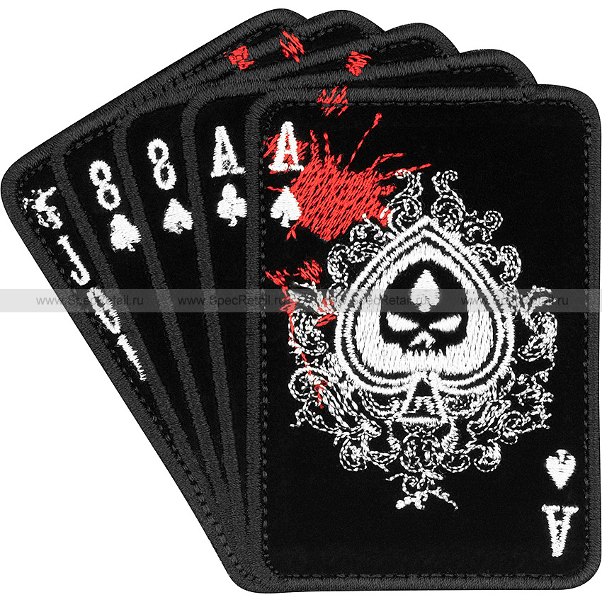 Шеврон текстильный "Игральные карты", черный, 9.7x9.5 см